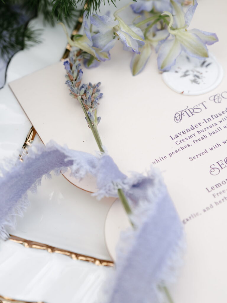 Romantic wedding details at HappiMiss Lavender Garden