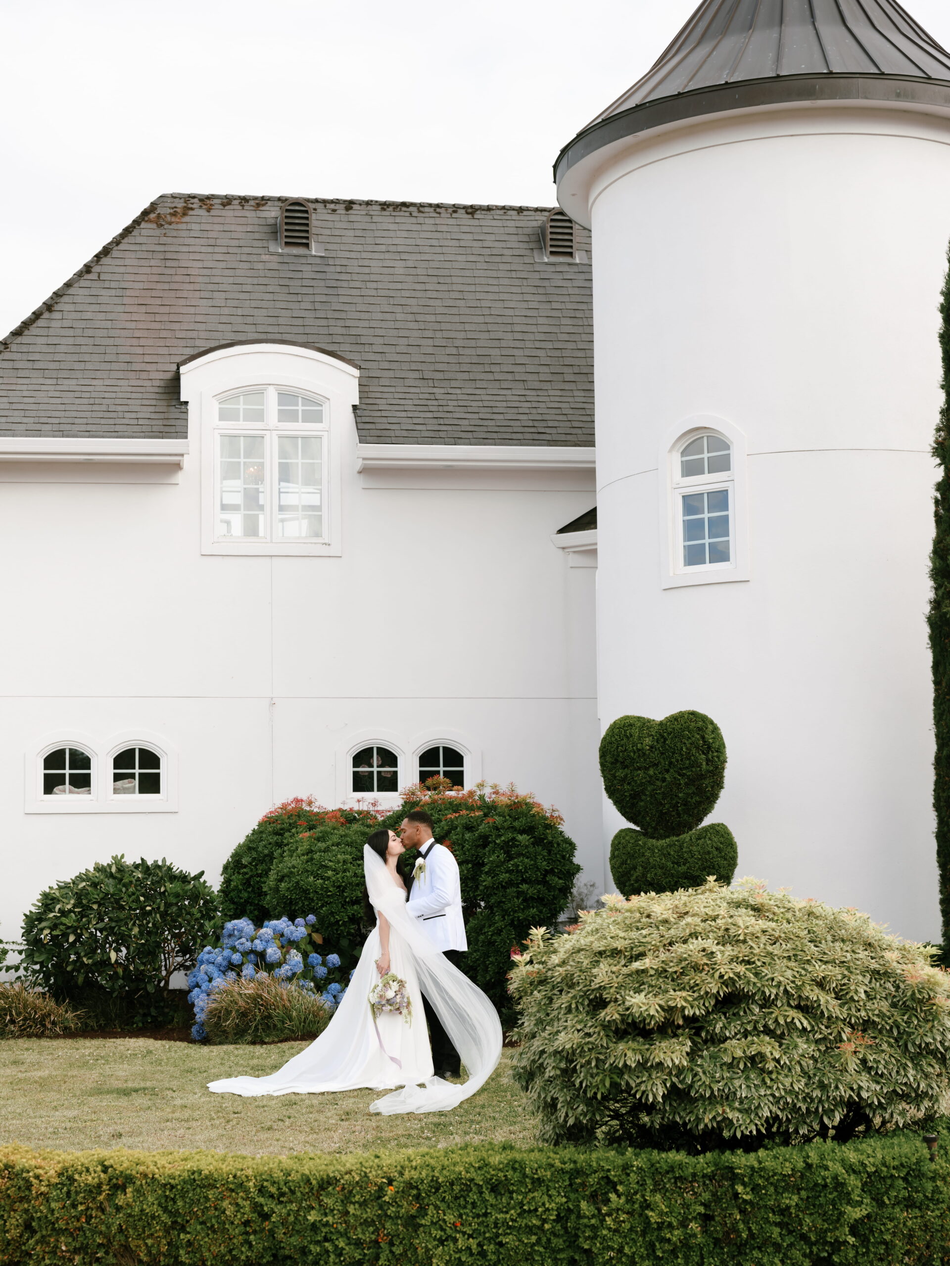 Elegant bridal portrait at a French inspired wedding venue in Oregon
